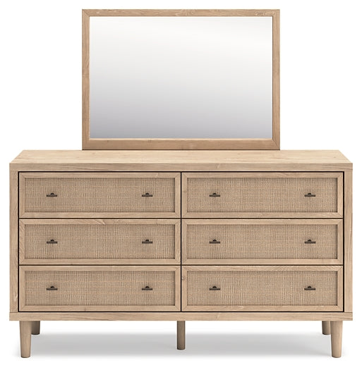 Cielden Full Panel Bed with Mirrored Dresser and Nightstand