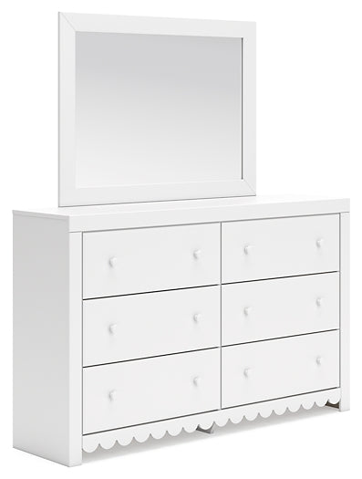 Mollviney Twin Panel Bed with Mirrored Dresser and Nightstand