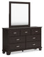 Covetown Twin Panel Bed with Mirrored Dresser and Chest