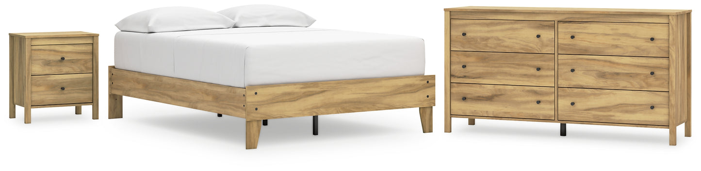 Bermacy Full Platform Bed with Dresser and Nightstand