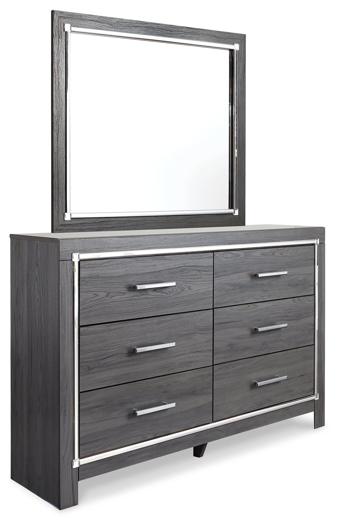 Lodanna Queen Panel Bed with 2 Storage Drawers with Mirrored Dresser