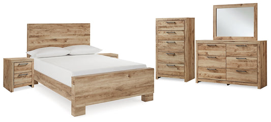 Hyanna Full Panel Bed with Mirrored Dresser, Chest and 2 Nightstands